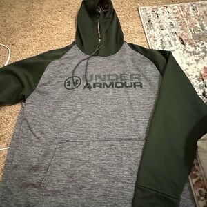 Under Armour Men's Gray and Dark Green Hoodie